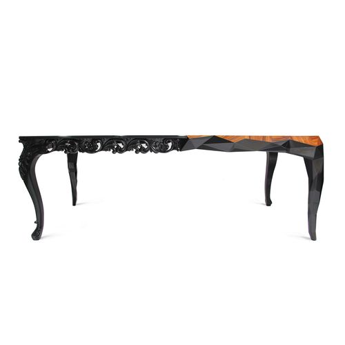 New Baroque design dining table - ROYAL - BOCA DO LOBO - wood veneer / palisander / glossy lacquered wood base