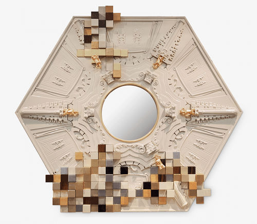 Wall-mounted mirror - PICCADILLY  - BOCA DO LOBO - original design / hexagonal / wooden