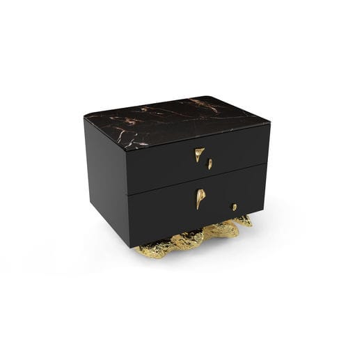 Contemporary bedside table - ANGRA - BOCA DO LOBO - lacquered wood / polished brass / marble