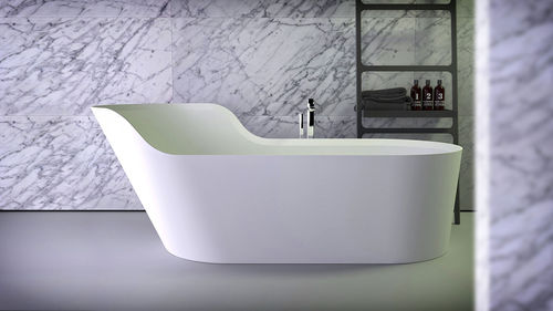 Oval bathtub - GLOW LEFT - KNIEF & CO. GmbH - free-standing / Solid Surface / white