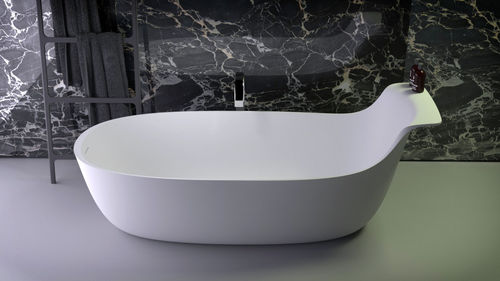 Oval bathtub - PRIME HIGHBACK - KNIEF & CO. GmbH - free-standing / Solid Surface / white