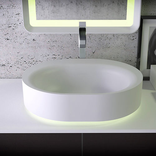 Countertop washbasin - MOON - KNIEF & CO. GmbH - Solid Surface / oval / contemporary