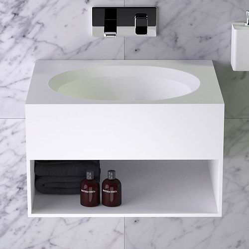 Wall-mounted washbasin cabinet - GLOW - KNIEF & CO. GmbH - wooden / Solid Surface / contemporary