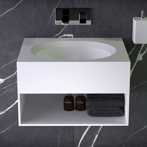 Wall-mounted washbasin cabinet - PEARL - KNIEF & CO. GmbH - wooden / Solid Surface / contemporary