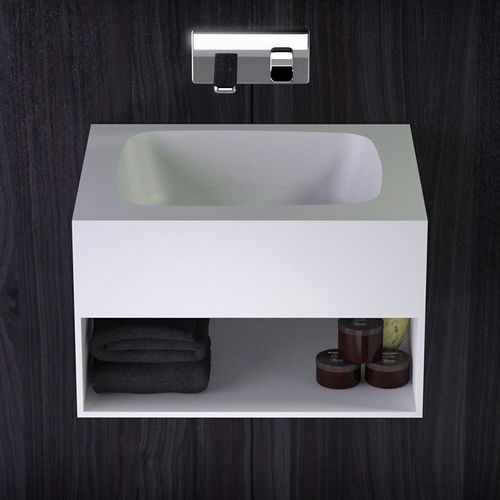 Wall-mounted washbasin cabinet - PRIDE - KNIEF & CO. GmbH - Solid Surface / contemporary / with shelf