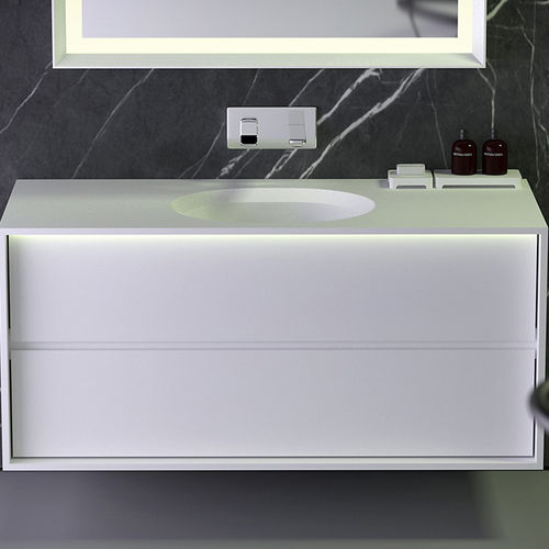 Wall-mounted washbasin cabinet - STRIP - KNIEF & CO. GmbH - Solid Surface / contemporary / with shelf