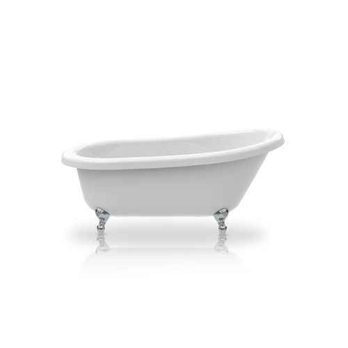 Oval bathtub - SLIPPER - KNIEF & CO. GmbH - with legs / acrylic / white