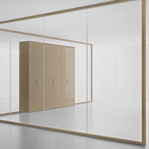 Sliding partition - H80 - Ge Giussani - modular / with glass panel / wooden