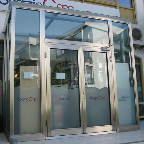Entry door - pure inox - stainless steel / swing / glazed
