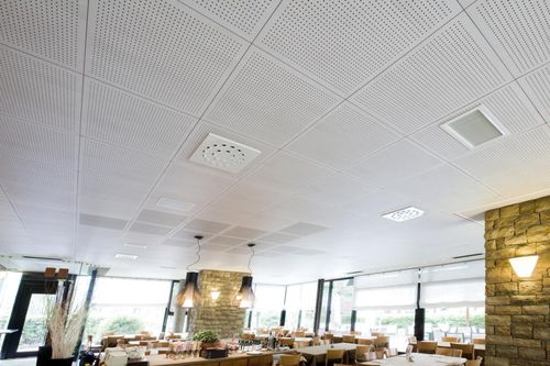 Laminated MDF suspended ceiling - ODACUSTIC - Oddicini Industrie - tile / acoustic / perforated
