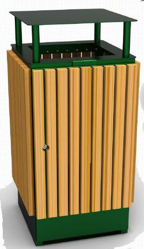 Public trash can - BLOC-BIN 200 LITR - NORCOR MOB.URBAIN - steel / wooden / hooded