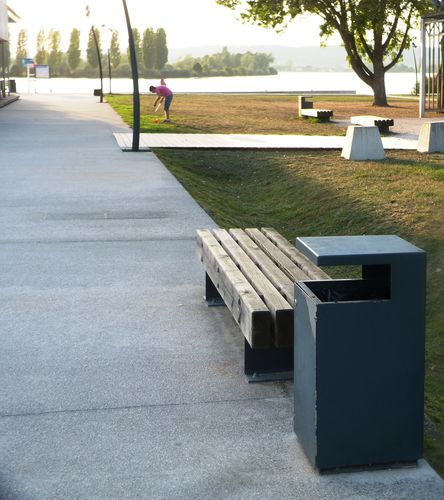 Public trash can - SKOP - NORCOR MOB.URBAIN - powder-coated steel / brushed stainless steel / COR-TEN® steel