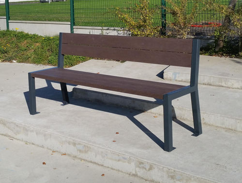 Contemporary public bench - PLASDESIGN TYPE 1 - NORCOR MOB.URBAIN - recycled plastic / with backrest / with armrests