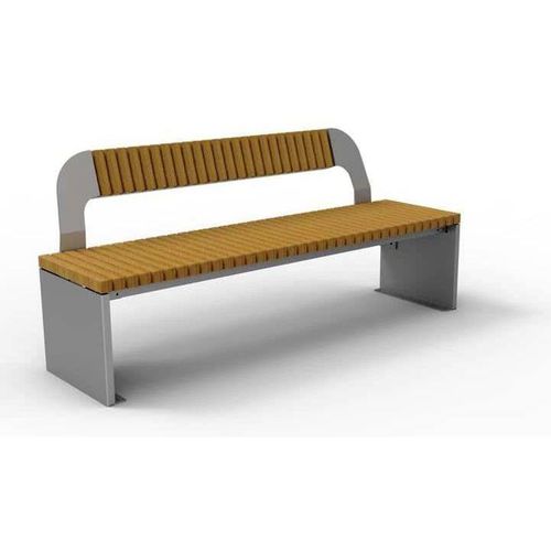 Contemporary public bench - MEDITA - NORCOR MOB.URBAIN - iroko / thermo-lacquered steel / with backrest