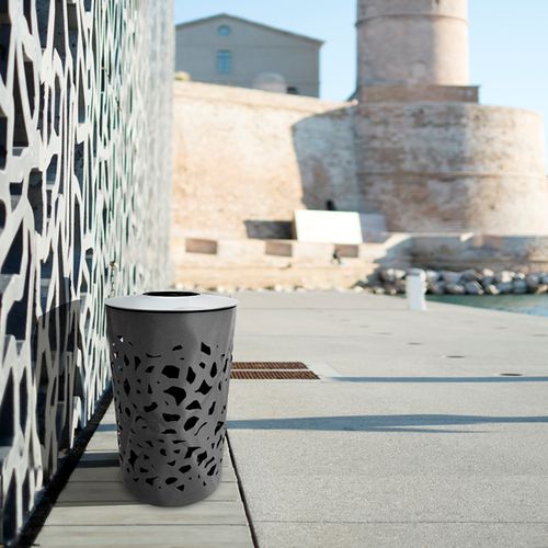 Public trash can - RIDDANCE - NORCOR MOB.URBAIN - stainless steel / powder-coated steel / contemporary