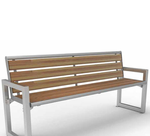 Contemporary public bench - STRADA - NORCOR MOB.URBAIN - wooden / thermo-lacquered steel / composite