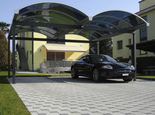 Public space carport - PREMIUM - NORCOR MOB.URBAIN - galvanised steel / lacquered steel / 2-person