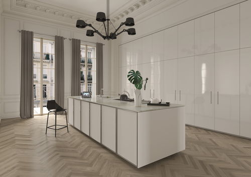 Contemporary kitchen - TK38 - Rossana - stainless steel / wood veneer / hidden