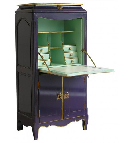 Classic secretary desk - 581 B - MOISSONNIER - beech / leather / with storage
