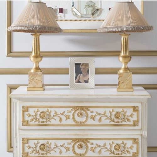 Table lamp - 802 series  - MOISSONNIER - fabric / beech / gold