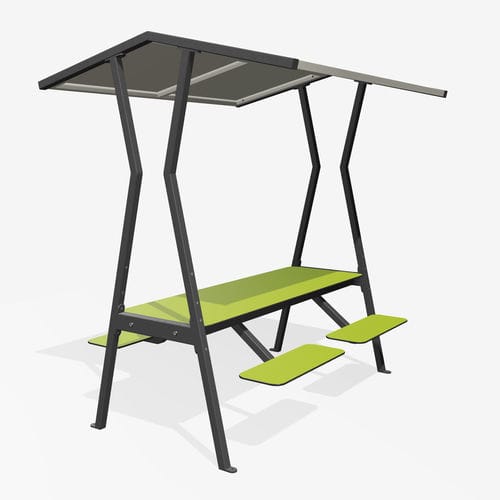Contemporary picnic table - ROOFUS - miramondo - galvanised steel / powder-coated steel / HPL