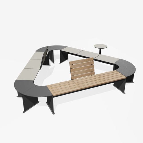 Original design public bench - GO - miramondo - galvanised steel / powder-coated steel / HPL