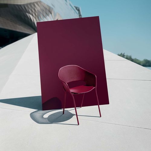 Contemporary chair - KATE  - FERMOB - outdoor / sheet steel / perforated sheet metal