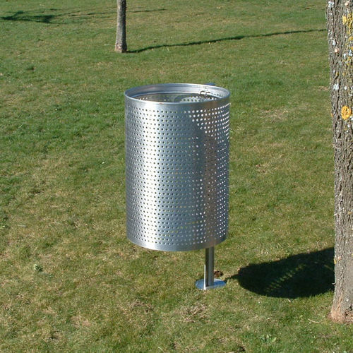 Public trash can - MATEO - LARUS DESIGN - floor-standing / stainless steel / outdoor