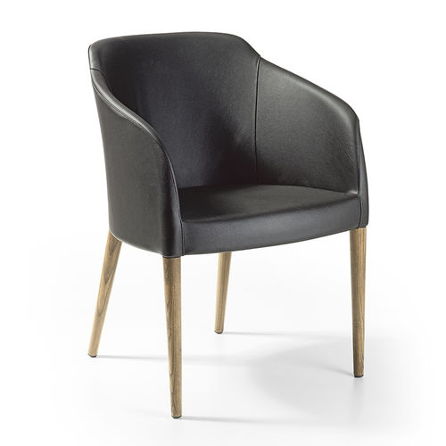 Contemporary chair - BRIGITTE PL LEGNO - Julia - indoor / ash / leather