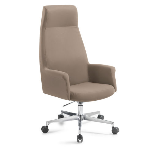 Contemporary executive chair - ANNA ALTA - Julia - fabric / polished aluminum / with headrest