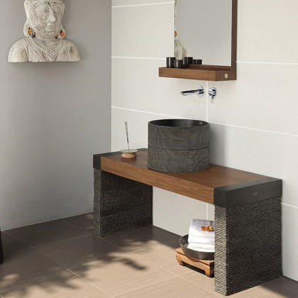 Free-standing washbasin cabinet - SONG-SAA - Dharma Bati Bali ,PT - wooden / contemporary / with shelf