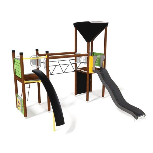 Playground structure - UNIPLAY ESSENTIALS PHOBOS   - HAGS Aneby AB - wooden / steel / HPL