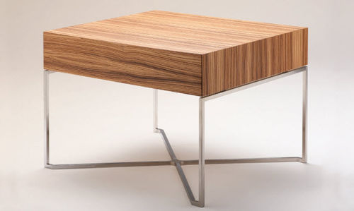 Contemporary bedside table - SIMONE - VIOSKI - wooden / stainless steel / rectangular