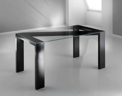 Contemporary table - ZETA NERO - KAP International - glass / rectangular