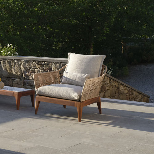 Contemporary armchair - CRUISE - TALENTI - fabric / rope / teak