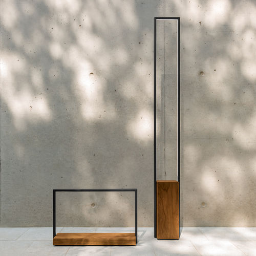 Floor-standing lamp - CASILDA - TALENTI - stainless steel / iroko / contemporary