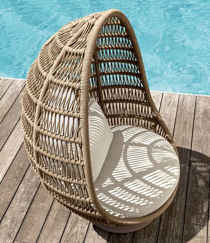 Original design armchair - PANAMA - TALENTI - fabric / aluminum / rope