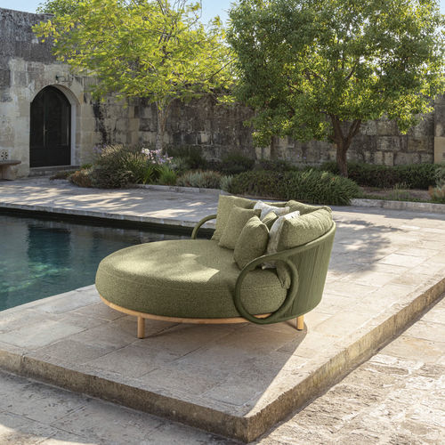 Contemporary daybed - KAREN - TALENTI - fabric / wooden / wooden base