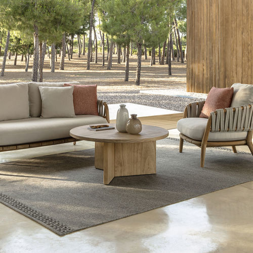 Contemporary coffee table - VENICE D90 - TALENTI - teak / lava / teak base