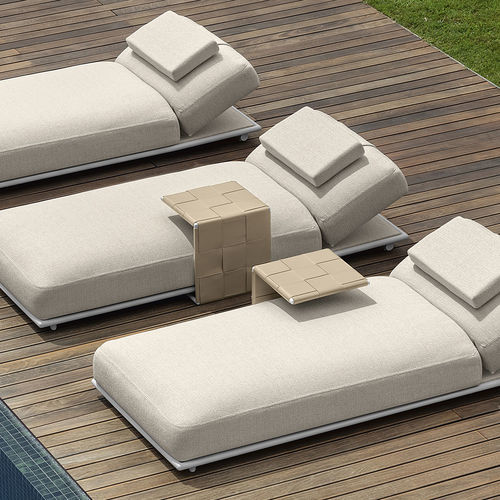 Contemporary side table - TRESS&Eacute; - TALENTI - leather / metal base / U-shaped