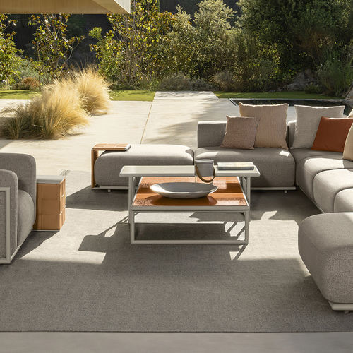 Contemporary coffee table - TRESS&Eacute; - TALENTI - sandstone / enamaled lava stone / aluminum base