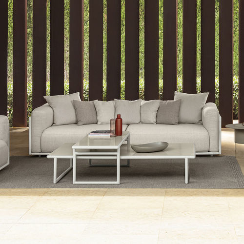 Contemporary coffee table - TRESS&Eacute; - TALENTI - sandstone / enamaled lava stone / aluminum base
