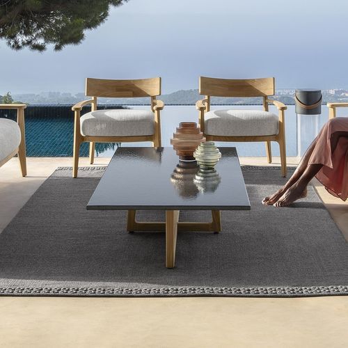Contemporary coffee table - EVER - TALENTI - sandstone / lava / teak base