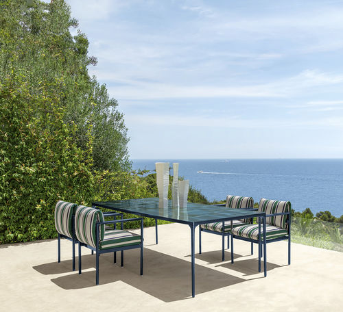 Contemporary dining table - NALU - TALENTI - aluminum / sandstone / aluminum base