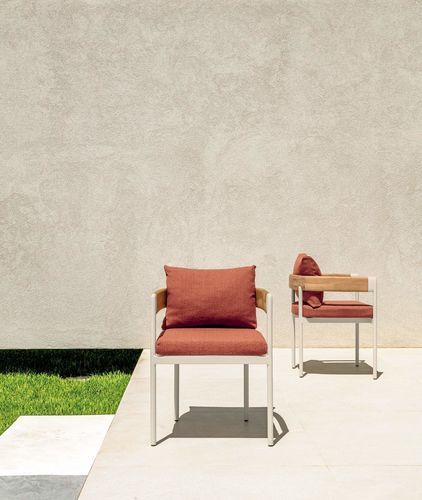 Contemporary dining chair - FLOW - TALENTI - outdoor / aluminum / teak