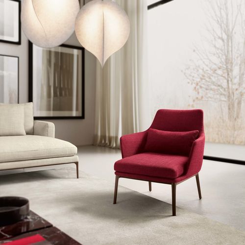 Modern armchair - CLAUDE - TALENTI - leather / fabric / aluminum