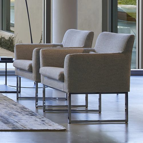 Contemporary armchair - AFTER DINNER - Mazzoli Design - leather / fabric / polyurethane