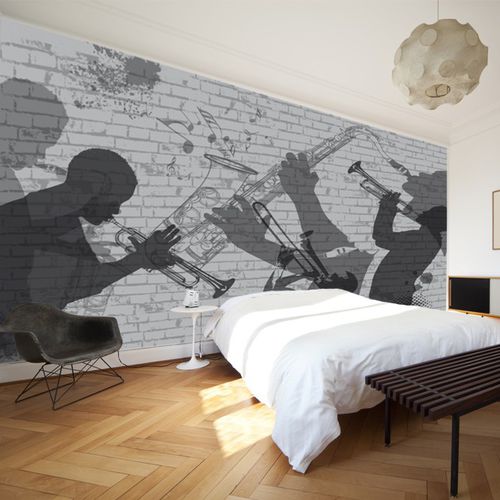 Contemporary wallpaper - JAZZ  - AQUILIA - DECLIK - panoramic / sketch / black