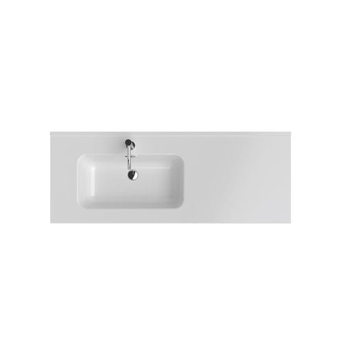 Integrated washbasin - KONA - Inda - ceramic / with counter / rectangular