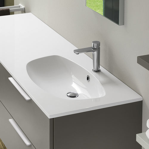 Integrated washbasin - GALILEO OVALE - Inda - marble / with counter / rectangular